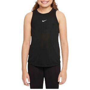 Girls Nike Black Tank Top High Neck Striped Sheer Racerback Size Large